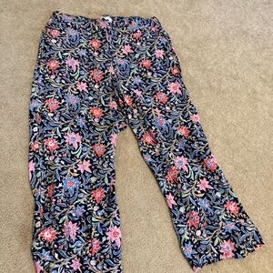 LOFT Navy Floral Ankle Cropped Pants
